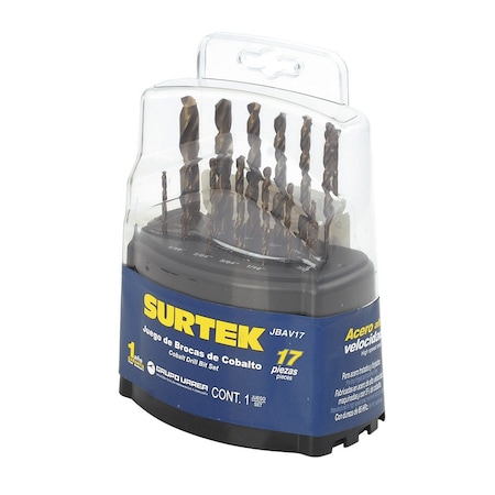 Surtek Set of 17 high-speed steel drill bits with cobalt JBAV17